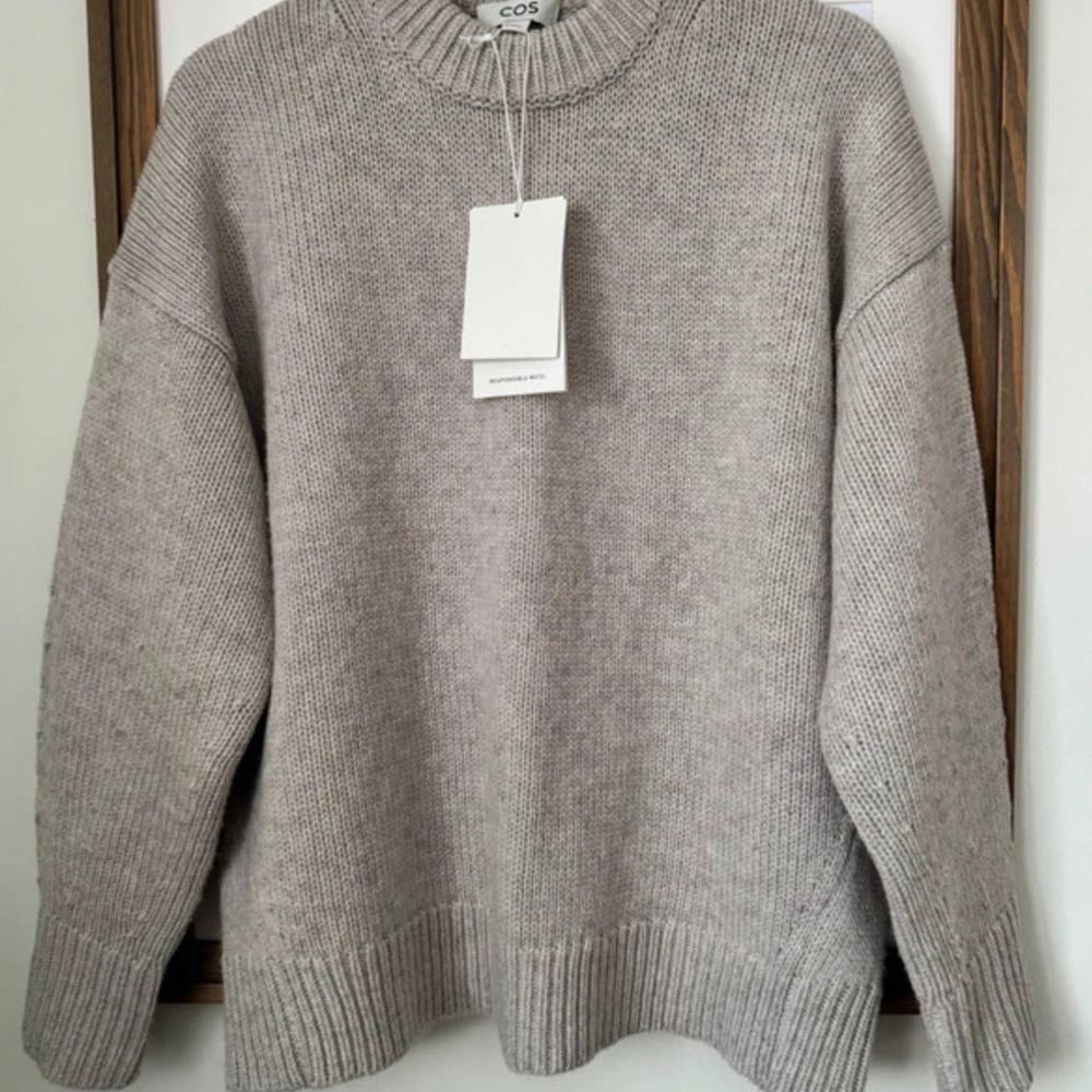 COS Neutral chunky RWS wool crew neck knitted Jumper